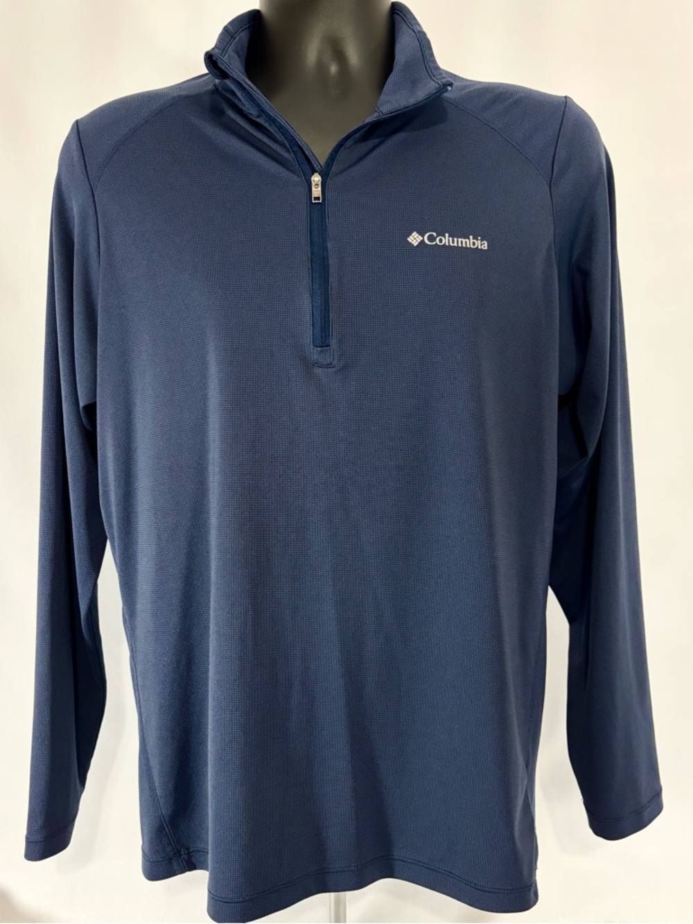 Columbia Blue Long-Sleeve Quarter Zip Pullover Small Navy **